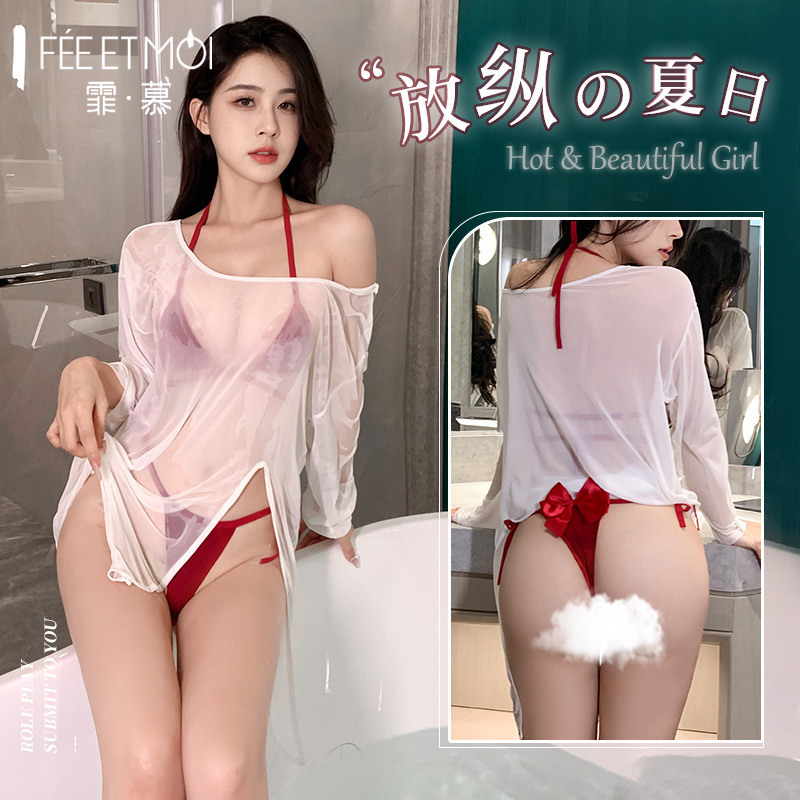 霏慕三点式情趣内衣小胸显大2024新款性感免脱泳衣约会战袍女6305纵情夏日